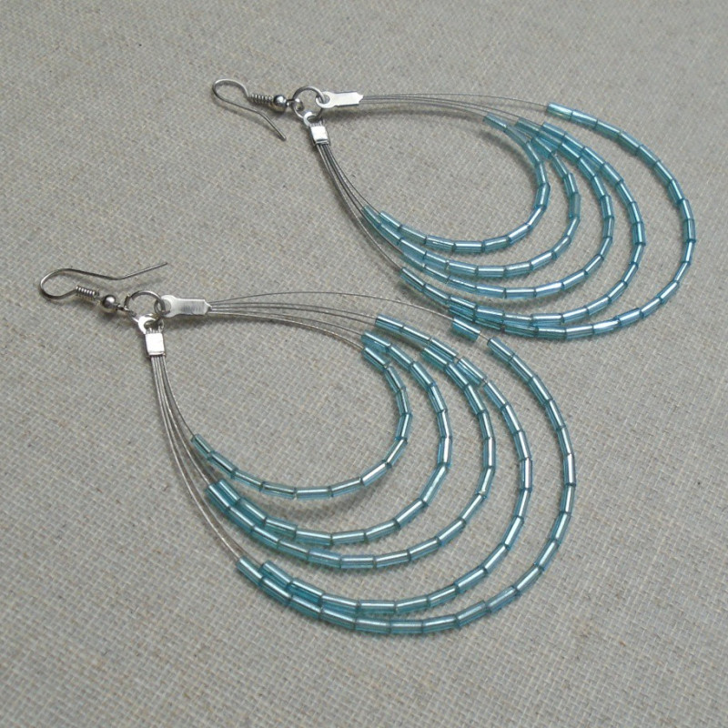 Pendentif multi-rangs turquoise