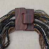 Collier multi-rangs noir, brun, doré