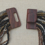 Collier multi-rangs noir, brun, doré