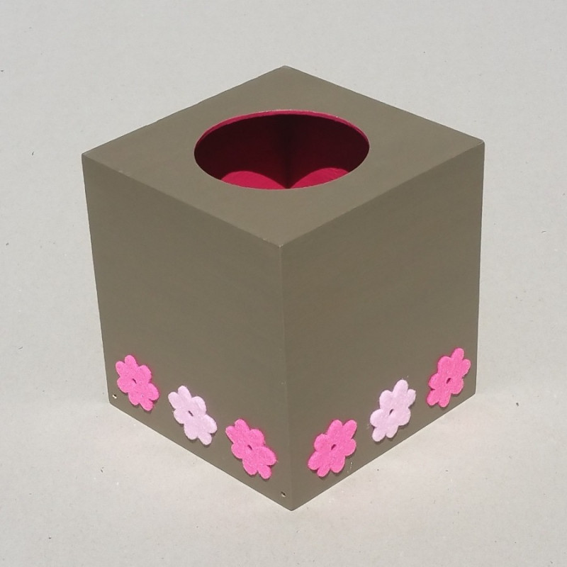 Boite mouchoirs fleurs roses
