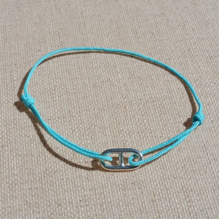 Bracelet lien maille marine, turquoise