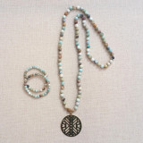 Bracelet perles tons bleu pâle