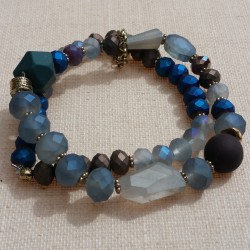 Bracelet double-rangs bleu