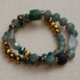 Bracelet double-rangs bleu-vert
