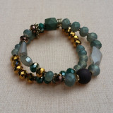 Bracelet double-rangs bleu-vert