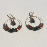 Boucles d'oreilles perles brun/rouge