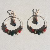 Boucles d'oreilles perles brun/rouge