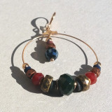 Boucles d'oreilles perles brun/rouge
