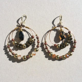 Boucles d'oreilles perles brun/doré
