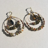 Boucles d'oreilles perles brun/doré