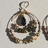 Boucles d'oreilles perles brun/doré