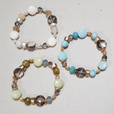 Bracelet perles métal et écru