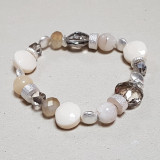 Bracelet perles métal et écru
