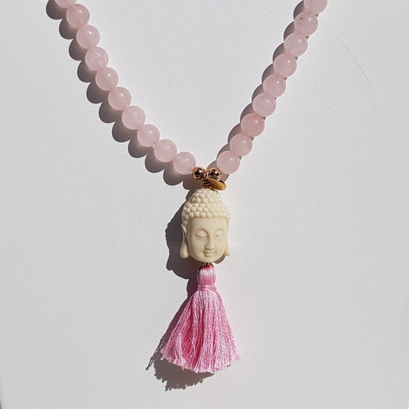 Collier Bouddha rose
