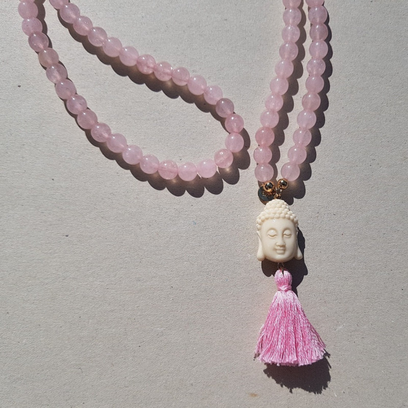 Collier Bouddha rose