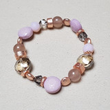 Bracelet perles métal et mauve