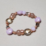 Bracelet perles métal et mauve