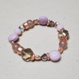 Bracelet perles métal et mauve
