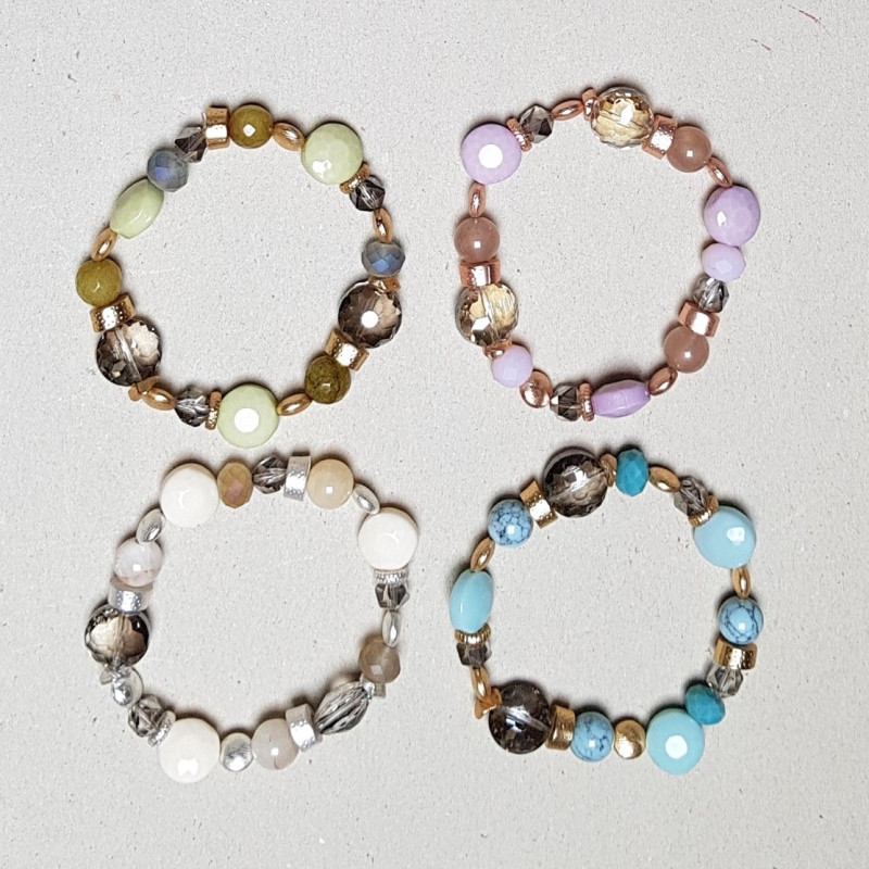 Bracelet perles métal et écru