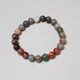 Bracelet perles tons gris, brun, bleu