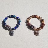 Bracelet perles tons brun beige noir