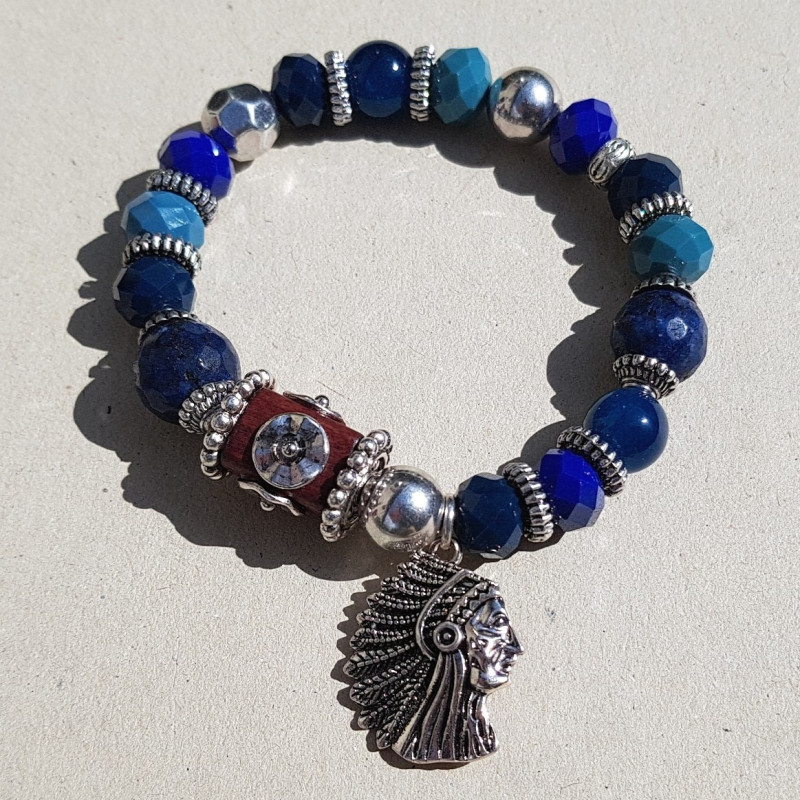 Bracelet perles tons brun beige noir