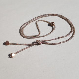 Sautoir gris beige rose indien