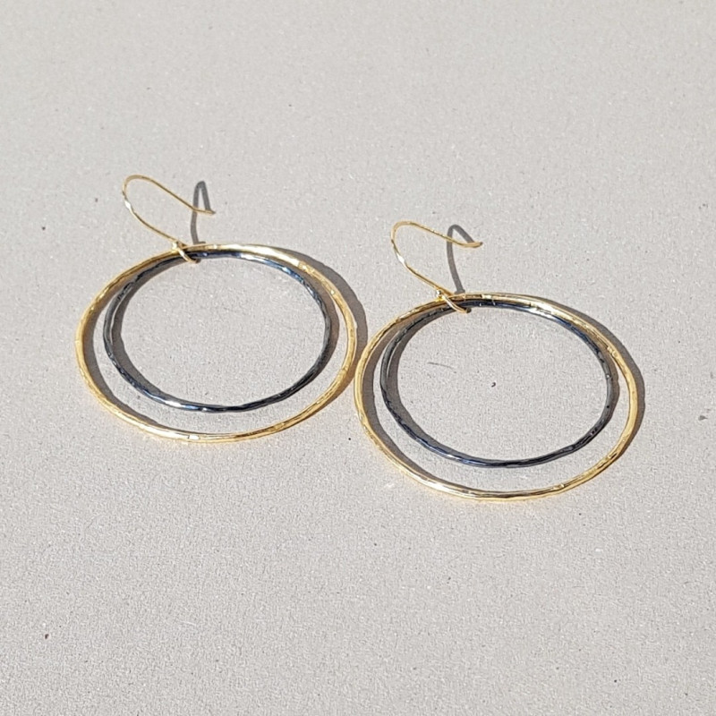 Boucles d'oreilles double anneaux