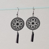 Boucles d'oreilles disque métal noir