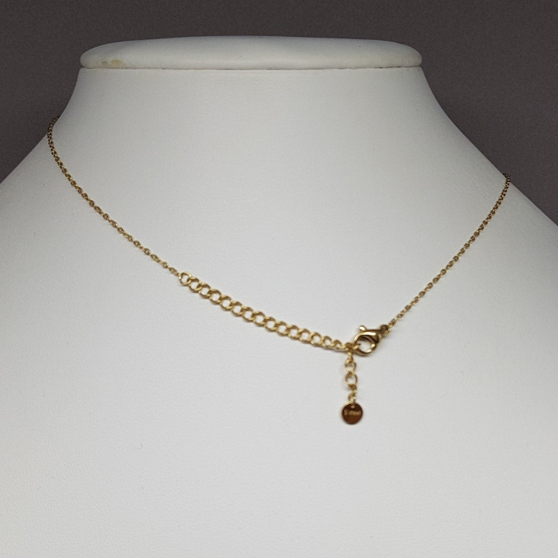 Collier médaille martelée et cristal Swarovski blanc
