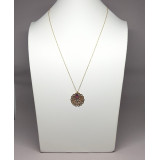 Sautoir doré rosace métal et cristal Swarovski rouge