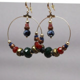 Boucles d'oreilles perles brun/rouge