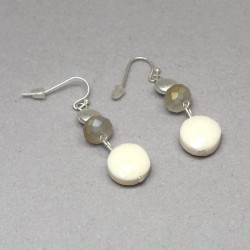 Boucles d'oreilles perles métal écru