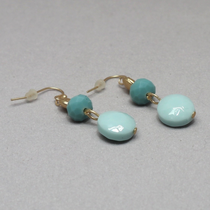 Boucles d'oreilles perles métal bleu