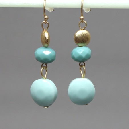 Boucles d'oreilles perles métal bleu