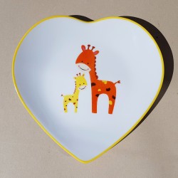 Assiette coeur Maman/Bébé girafe