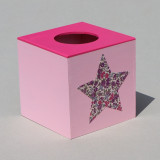 Boite mouchoirs rose, étoile Liberty