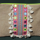 Pochette jute à miroirs, jaune