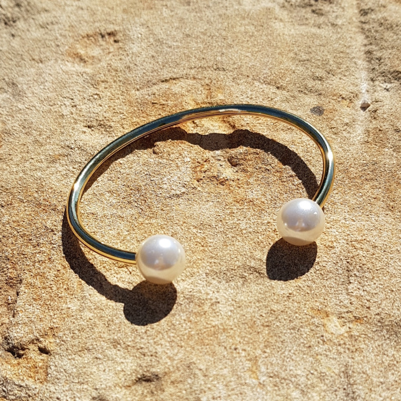 Bracelet doré 2 perles