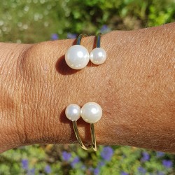 Bracelet métal double, 4 perles