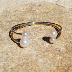 Bracelet métal double, 4 perles
