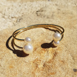 Bracelet métal double, 4 perles
