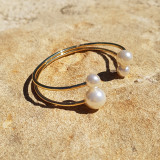 Bracelet métal double, 4 perles
