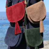 Sac besace en daim vert kaki