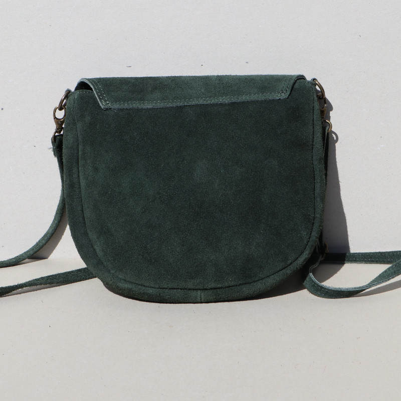 Sac besace en daim vert kaki