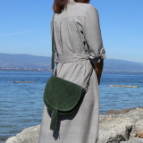 Sac besace en daim vert kaki