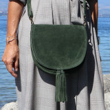 Sac besace en daim vert kaki