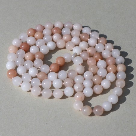 Collier perles beige rose/corail