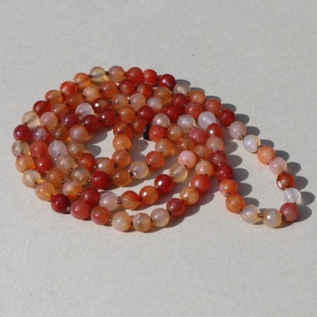 Collier perles orange/brun rouge