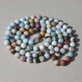 Collier perles tons bleu pâle